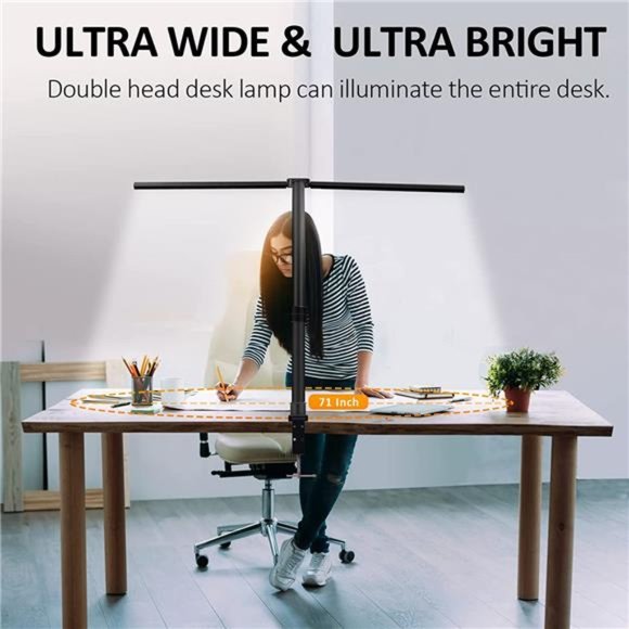 LED Double Head Desk Lamp,24W Brightest Architect Double Swing-arm Table Lamps - Picture 2 of 6